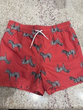 Janie and Jack Coral Zebra-Print Swim Trunks Shorts